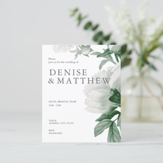 Budget Basil Colored Wedding Invitation (Staand voorkant)