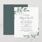 BUDGET Bat Mitzvah Eucalyptus Uitnodiging (Voorkant / Achterkant)