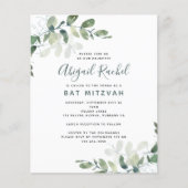 BUDGET Bat Mitzvah Eucalyptus Uitnodiging (Voorkant)
