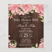 Budget BBQ baby shower rustige babymeisjesuitnodig (Voorkant)
