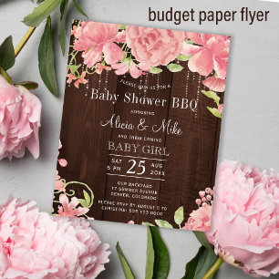 Budget BBQ baby shower rustoieke babymeisje uitnod
