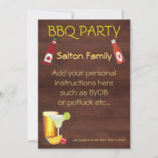 Budget BBQ Super Potluck Party Invitation Kaart (Achterkant)
