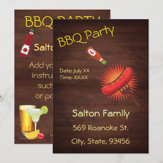 Budget BBQ Super Potluck Party Invitation Kaart (Voorkant / Achterkant)