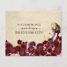 Budget Be My Bridesmaid Red Alice in Wonderland