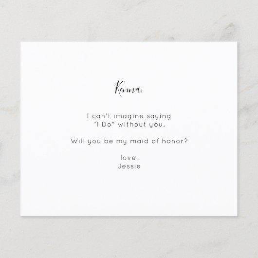 Budget Be My Maid of Honor Photo Voorstel Script (Achterkant)