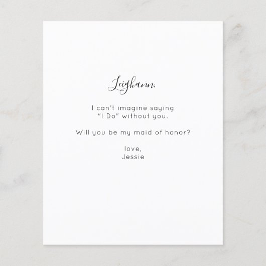 Budget Be My Maid of Honor Photo Voorstel Script V (Achterkant)