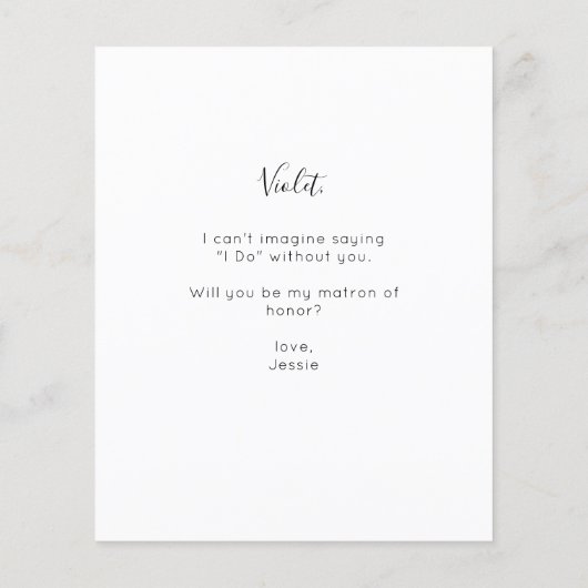 Budget Be My Matron of Honor Photo proposal Scri V (Achterkant)