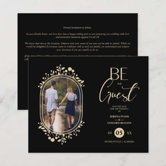 Budget Be our Guest Wedding Floral Frame Photo (Voorkant / Achterkant)