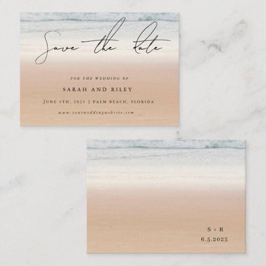 BUDGET Beach Bruiloft Save The Date Uitnodiging (Voorkant / Achterkant)