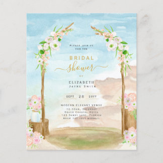 BUDGET Beach Coastal Bridal Shower Invitation Flye Flyer
