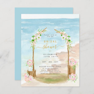 BUDGET Beach Coastal Bridal Shower Uitnodiging