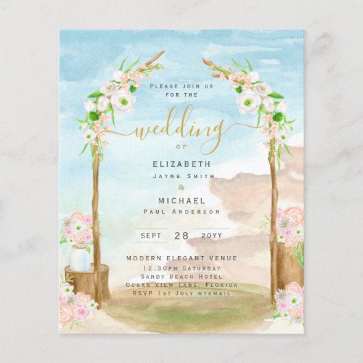 BUDGET Beach Coastal Weddenschap Flyer (Voorkant)