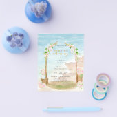 BUDGET Beach Coastal Wedding Ceremony Invite Flyer (Enkel)