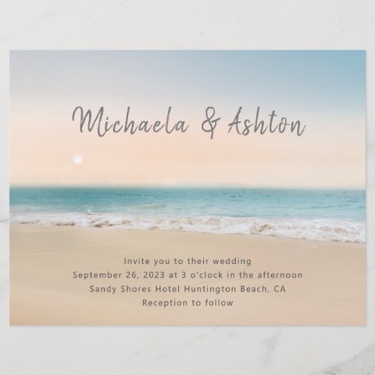 Budget Beach Destination Wedding Invitation (Voorkant)