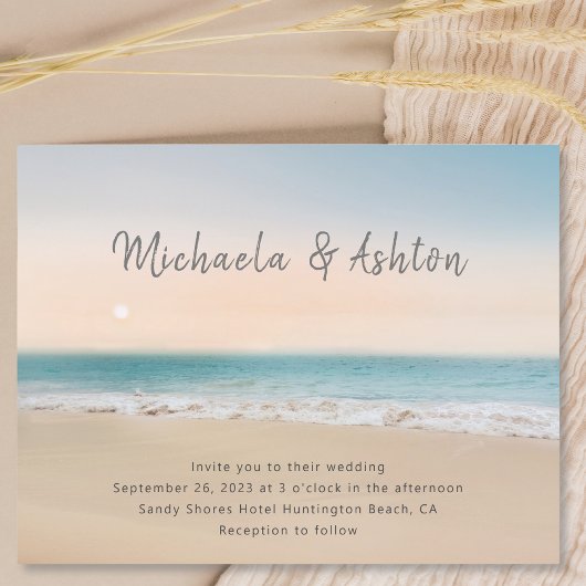 Budget Beach Destination Wedding Invitation