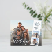 Budget Beach Script 3 Photo Collage kerstkaart (Staand voorkant)