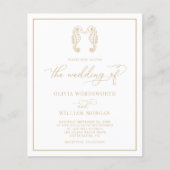 Budget Beach Seahorse beige Wedding Invite Flyer (Voorkant)