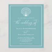 Budget Beach Seashell Wedding Invite SeaGlass Blue Flyer (Voorkant)