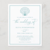 Budget Beach Shell Wedding Invite Zee Glass Blue Flyer (Voorkant)