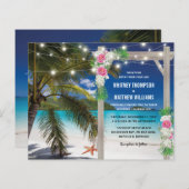 Budget Beach Tropical Wedding Invitation (Voorkant / Achterkant)