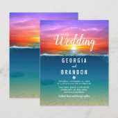 Budget Beach Tropical Wedding Invitation (Voorkant / Achterkant)