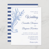 Budget Beach Weddenschap Uitnodiging Modern Blue W (Voorkant / Achterkant)