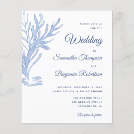 Budget Beach Weddenschap Uitnodiging Modern Blue W