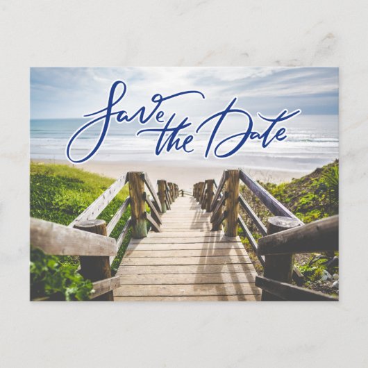Budget Beach Wedding Save the Date Aankondigingskaart (Voorkant)