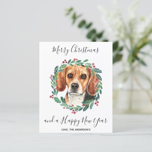 Budget Beagle Dog Merry Kerstfeestdag Kaart (Staand voorkant)