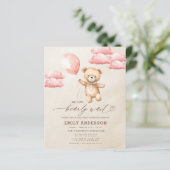 Budget Bearly Wait Neutral & Pink Girl Baby shower (Staand voorkant)