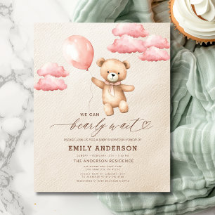 Budget Bearly Wait Neutral & Pink Girl Baby shower