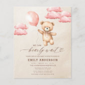 Budget Bearly Wait Neutral & Pink Girl Baby shower Flyer (Voorkant)