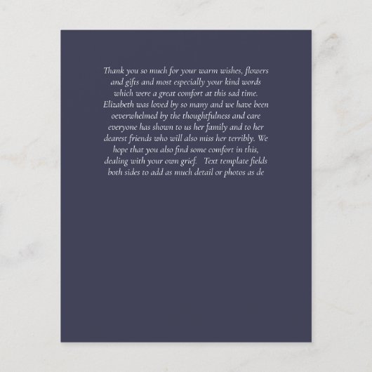 BUDGET Bedankingskaart Sjablonen voor rouwdienst e (Achterkant)