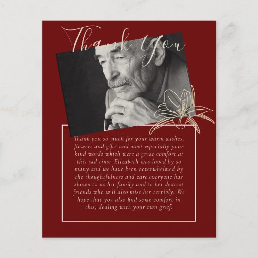 BUDGET Bedankje Rouwkaart Foto (Voorkant)