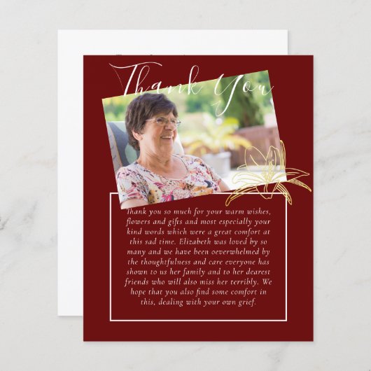 BUDGET Bedankje Rouwkaart Foto (Voorkant / Achterkant)