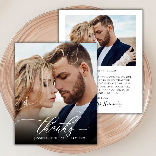 Budget Bedankt Script Wedding Photo Dank u kaart