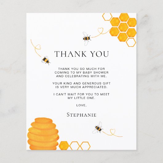 Budget Bee Baby shower Dank u kaart (Voorkant)