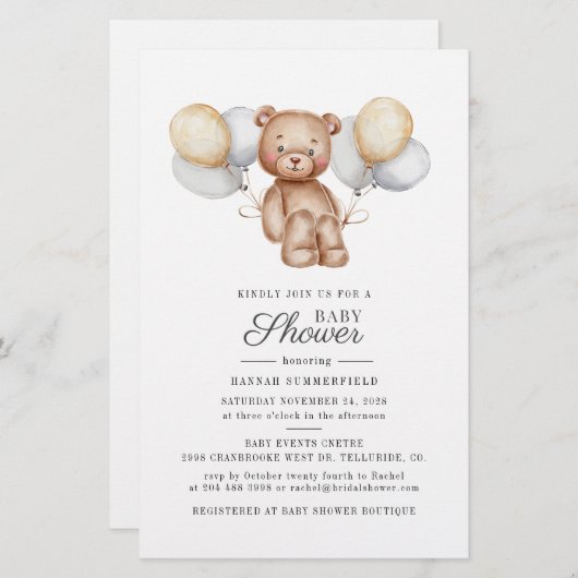 Budget Beer Balloons Baby shower Uitnodiging Kaart (Voorkant / Achterkant)