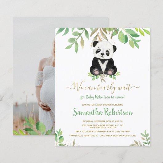 Budget Beer Eucalyptus Baby shower Uitnodiging (Voorkant / Achterkant)