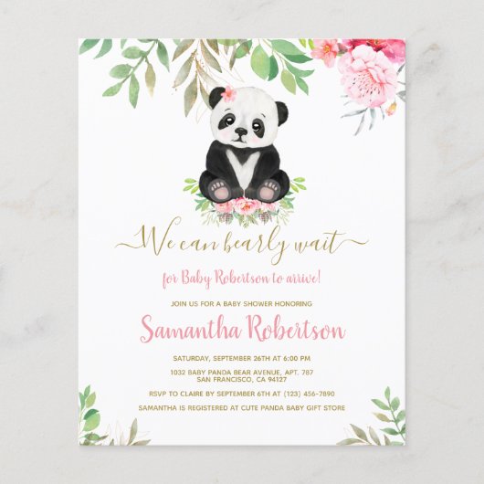 Budget Beer Roze Roze Roze Baby shower Uitnodiging (Voorkant)