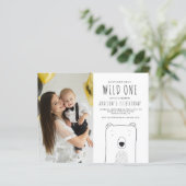 Budget Beer Wild Eén foto 1e verjaardag uitnodigin (Staand voorkant)