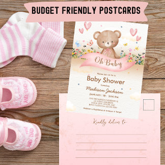 Budget Beer Wildbloemen Meisjes Baby shower Briefkaart