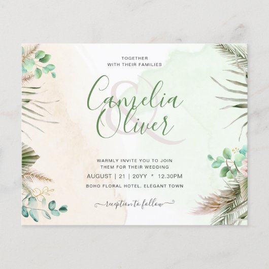 BUDGET Begroeiing Eucalyptus Pampas Gras Bruiloft (Voorkant)