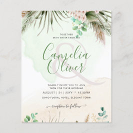 BUDGET Begroeiing Eucalyptus Pampas Gras Bruiloft Flyer