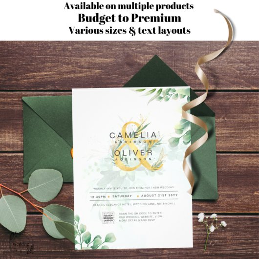 BUDGET Begroeiing FOTO Huwelijksuitnodiging QR COD Flyer