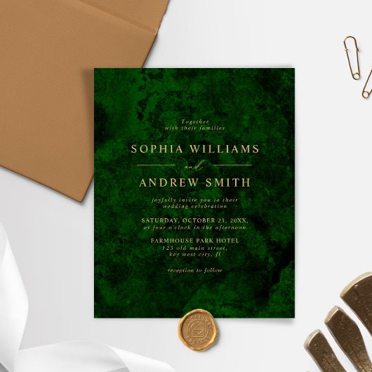 BUDGET Begroeiing & Goud Minimalistisch Trouwkaart