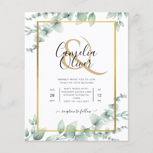 BUDGET Begroeiing Trouw Uitnodiging QR CODE RSVP Flyer (Voorkant)