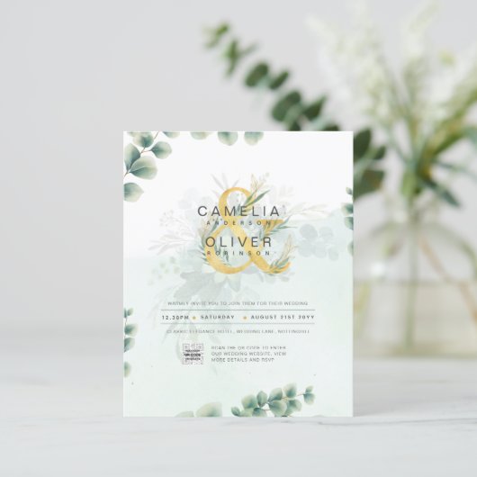 BUDGET Begroening FOTO Huwelijksuitnodiging QR COD (Staand voorkant)