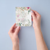 BUDGET BEIDE Pink Floral PampasGrass Wedding Invit Flyer (Hand)