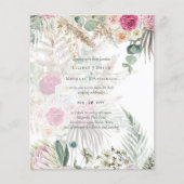 BUDGET BEIDE Pink Floral PampasGrass Wedding Invit Flyer (Voorkant)
